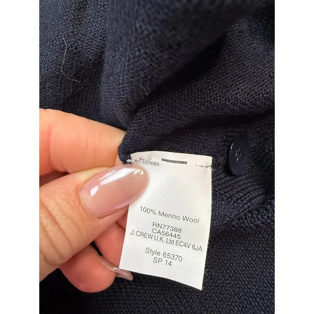 J. Crew Classic Merino Wool Long Lightweight Cardigan Sweater Navy Size S NWT